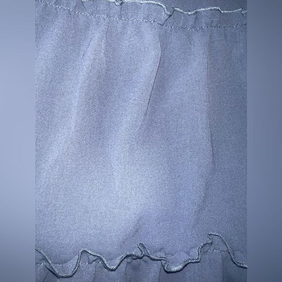 Grace Karin Slate Blue Top Long Sleeve V Neck Eyelet Lace Tiered Top Sz S NWT - Picture 4 of 8